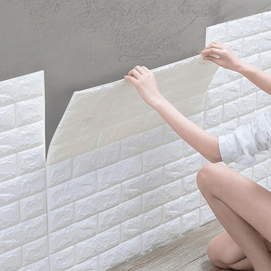 5Pcs 3D Soft Tile Brick Wall Sticker Self-Adhesive Waterproof Foam Panel 38*35Cm - MRSLM