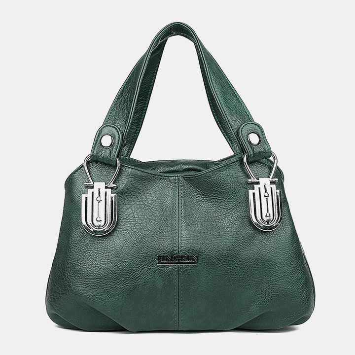 Women Faux Leather Retro Business Shopping All-Match Large Capacity Multi-Carry Handbag Tote Crossbody Bag - MRSLM