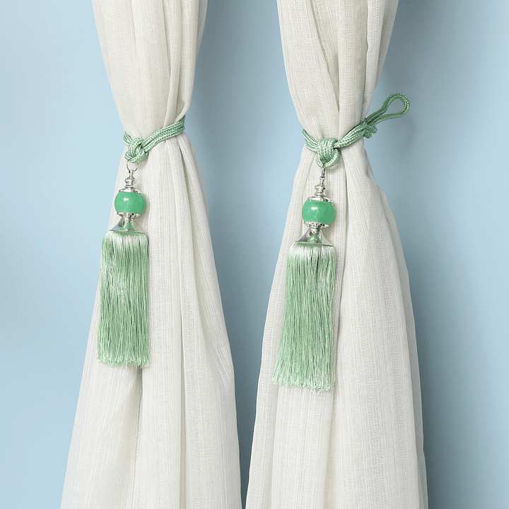 Tassel Curtain Tiebacks Fringe Curtain Tie Backs Room Decor Light Polyester Bead - MRSLM