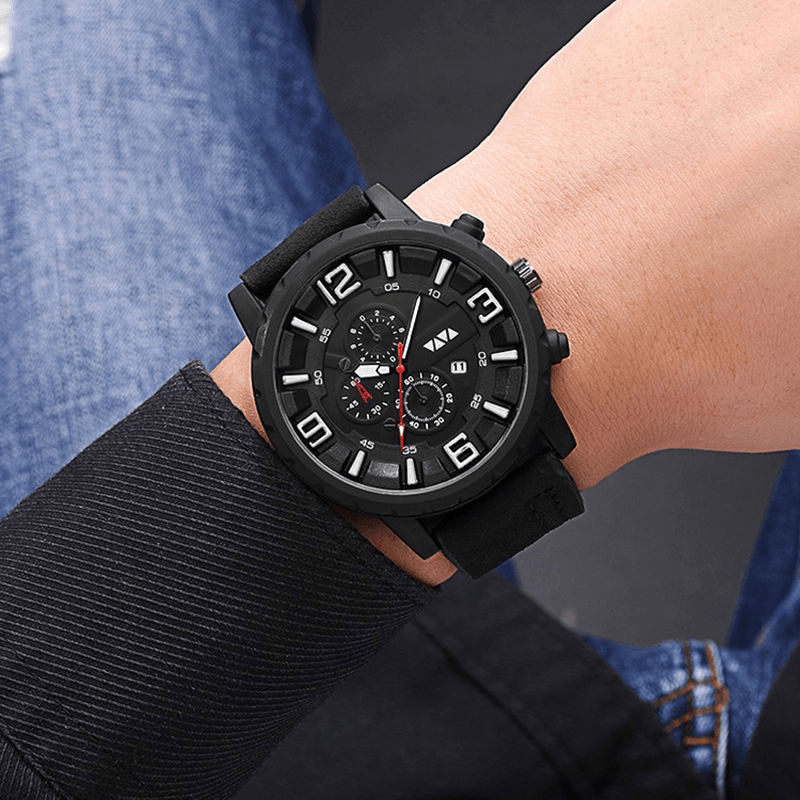VAVA VOOM Business Casual with Date Display Window Large Dial Decorated Pointer Waterproof Sports Men Quartz Watch - MRSLM