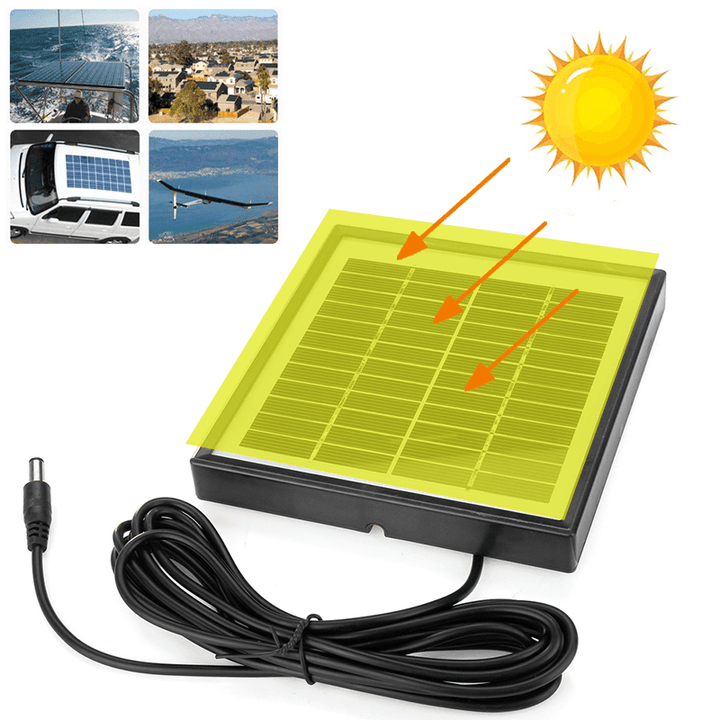 Portable 5W 12V Polysilicon Solar Panel Battery Charger for Car RV Boat W/ 3M Cable - MRSLM