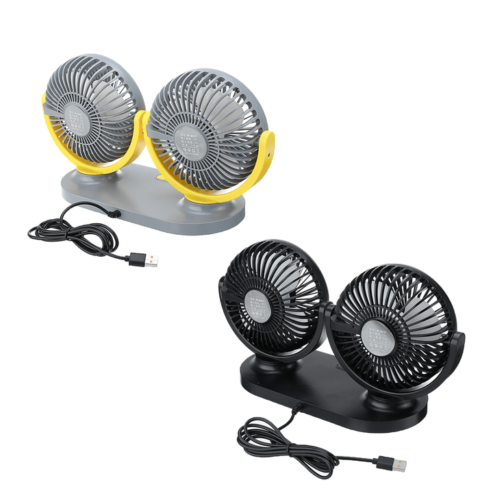 24V Mini Dual-Head Fan Car Van Home Silent Cooler Cooling Fan USB Rechargeable Outdoor Camping Travel - MRSLM