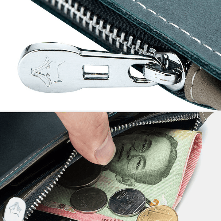 Women Genuine Leather Travel Anti-Theft Thin Passport Bag Wallet - MRSLM