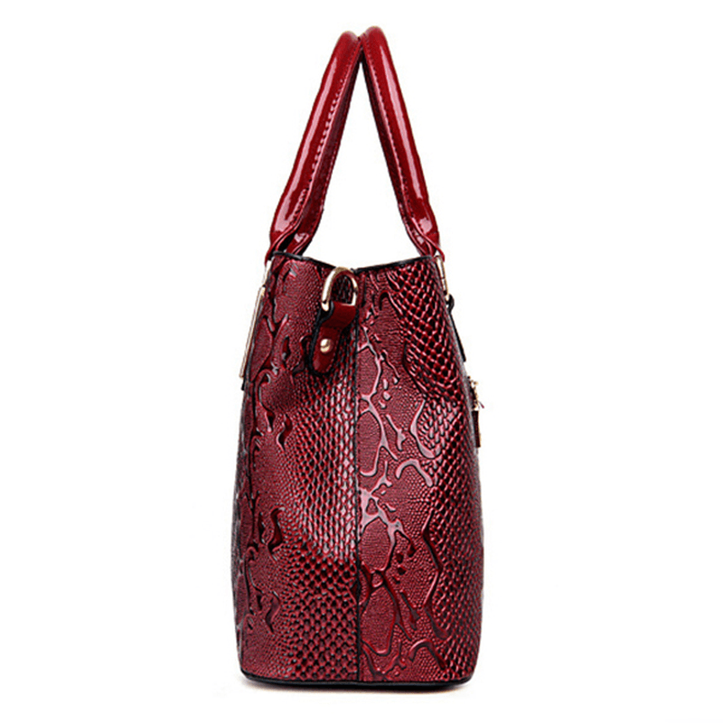 Women Faux Patent Leather Elegant Handbag Shoulder Bag - MRSLM