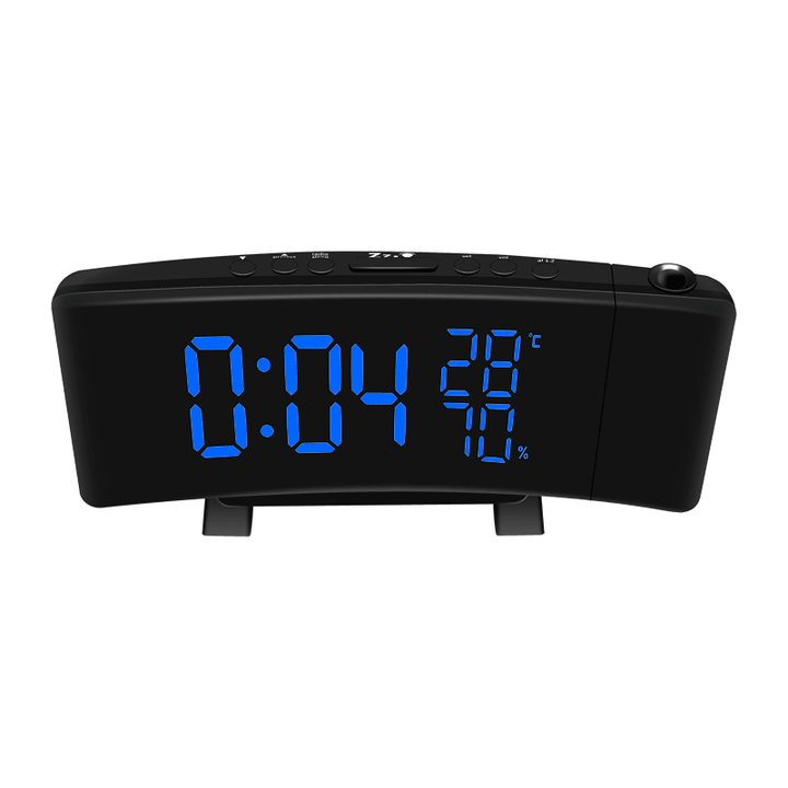 TS-5210 Thermometer Hygrometer Digital Clock 3 Color Projection LED Switch Display Time Clock Temperature Humidity FM Radio - MRSLM