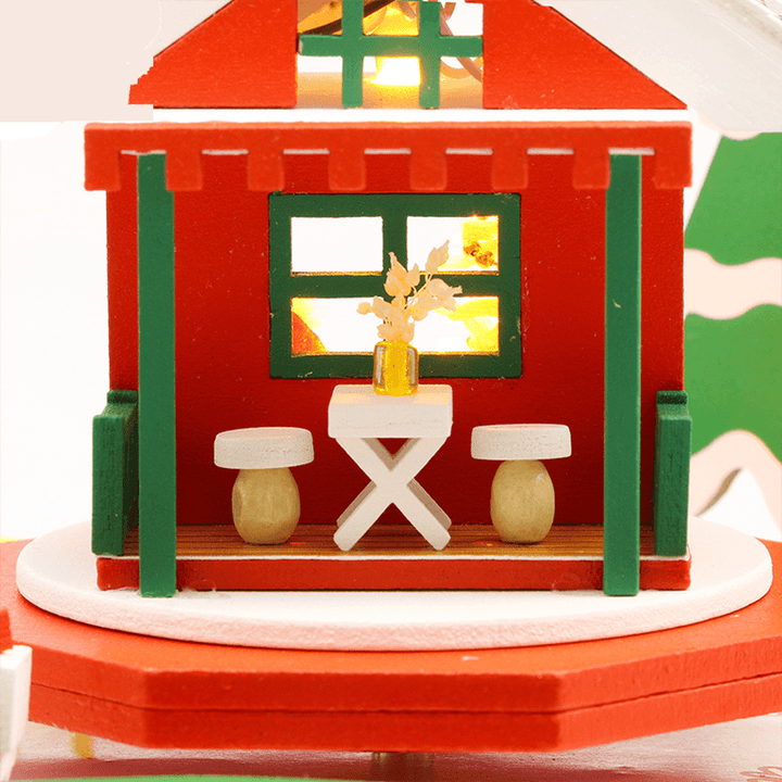 Hongda M908 Fantasy Christmas Night DIY Assembly Cottage Piggy Bank Doll House with Music and LED Light - MRSLM