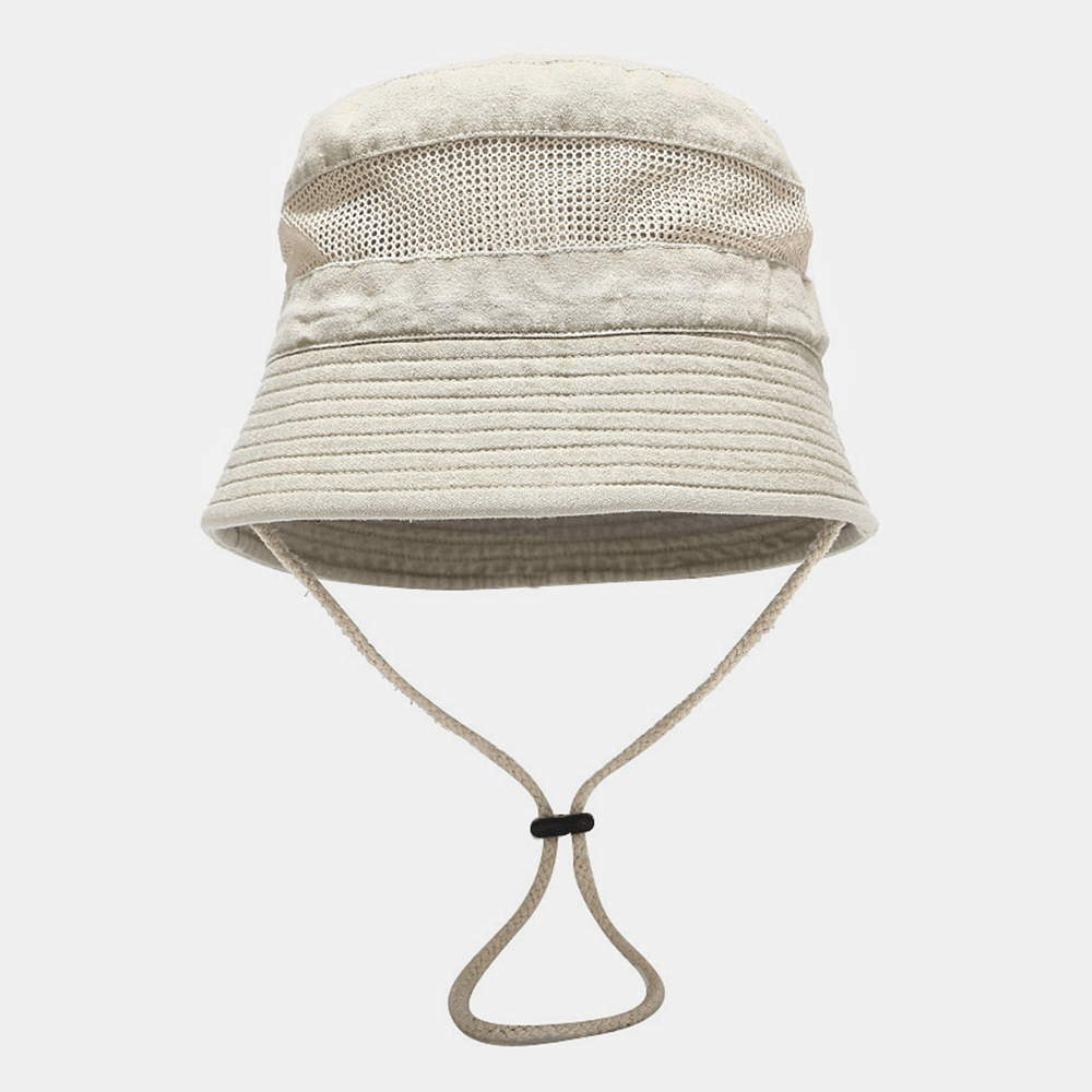 Washable Cotton Bucket Hat Mesh Breathable Leisure Fisherman Hat Bucket Hat - MRSLM