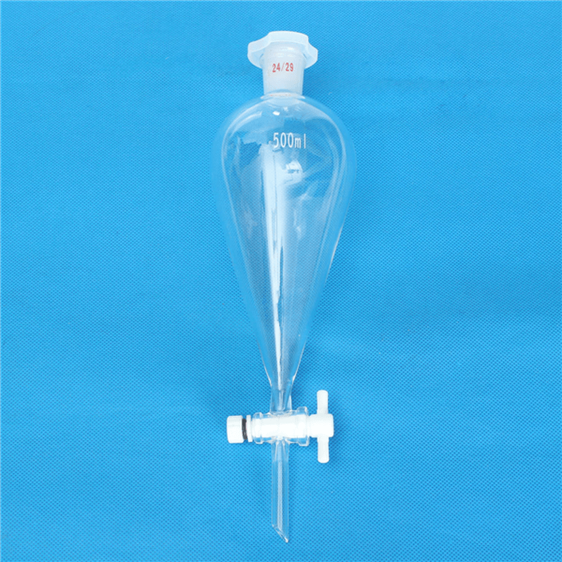 500Ml 24/29 Joint Lab Glass Pear Shape Separatory Funnel with PTFE Stopcock - MRSLM