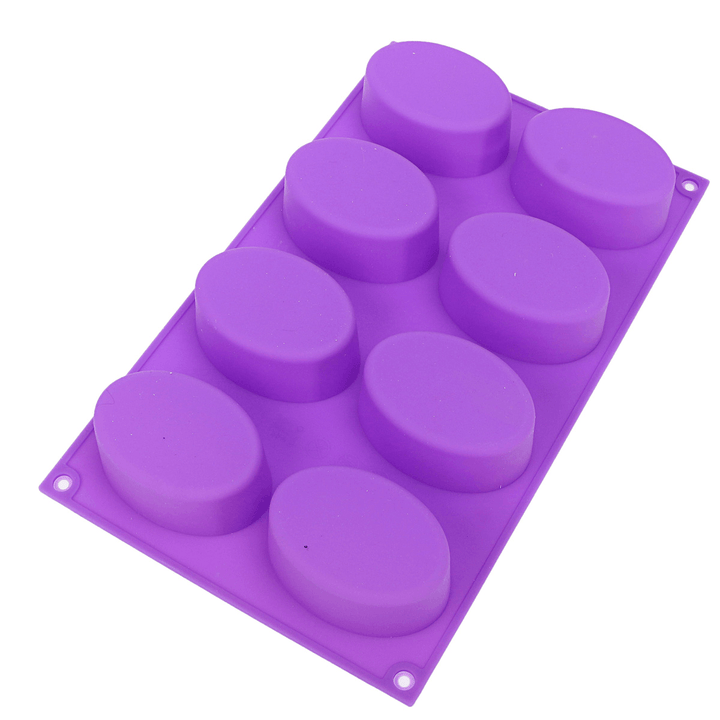 8-Cavity Oval Soap Mold Silicone Chocolate Mould Tray Homemade Muffin Making Tool Baking Mould - MRSLM