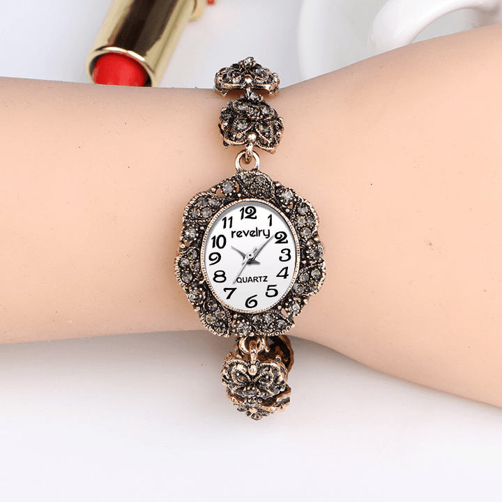 QINGXIYA R2066 Retro Style Ladies Bracelet Watch Crystal Luxury Quartz Watch - MRSLM