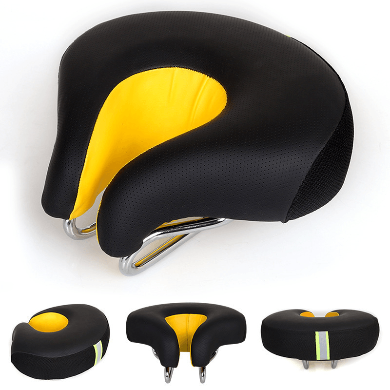 BIKINGHT PU Bicycle Saddle Reflective Strip Thickened Soft Saddle Bike Mountain Bike Seat Cushion for Outdoor Sports - MRSLM