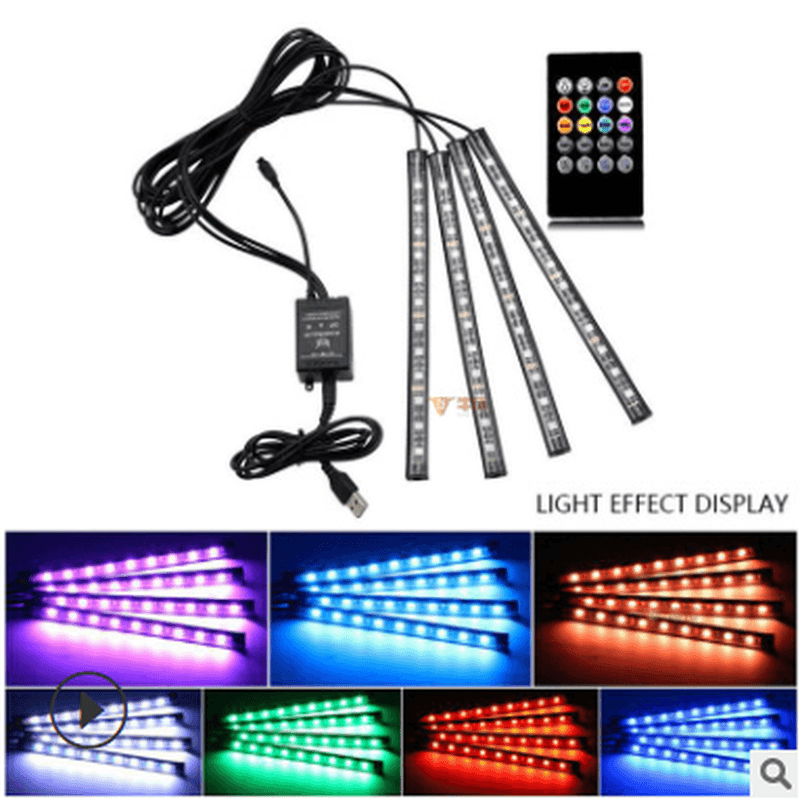 LED Car Foot Light Ambient Lamp USB Wireless Remote Music Control Automotive Interior Decorative Lights - MRSLM