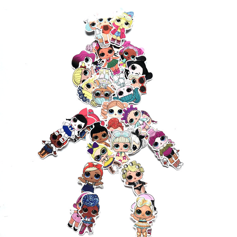 50 Pieces of Cartoon Cute Surprise Doll Stickers PVC Graffiti Stickers Suitcase Luggage Guitar Car Stickers - MRSLM