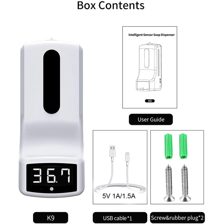 Automatic Liquid Soap Dispenser Smart Sensor Digital Hands Washing Free Machine Non-Contact Infrared Thermometer - MRSLM