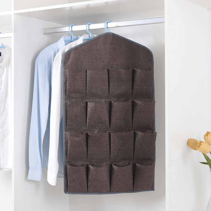 Oxford Cloth 16 Grid Hanging Bag Door Back Debris Storage Bag Cloth Hanger - MRSLM