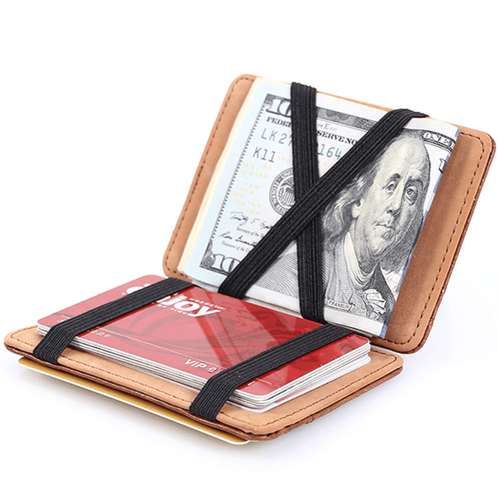 PU Money Card Clip Magic Wallet Casual Clutch Bus Card Bag - MRSLM