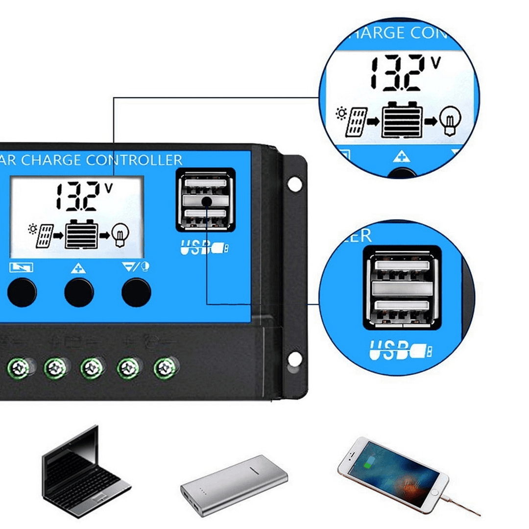 Solar Power System Set 18W Solar Panel 300W Power Inverter 30A Controller Kit Solar Panel Battery Charger - MRSLM