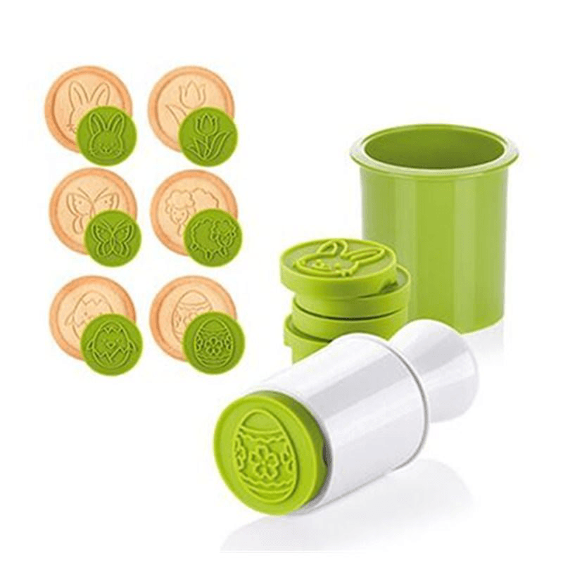 6Pcs Christmas Cookie Stamp Biscuit Mold Cookie Plunger Cutter DIY Baking Mold - MRSLM