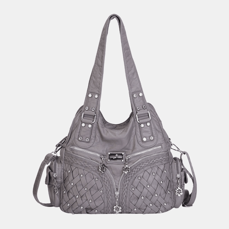 Women Multi-Pocket Waterproof Woven Hardware Crossbody Bag Shoulder Bag Handbag Tote - MRSLM