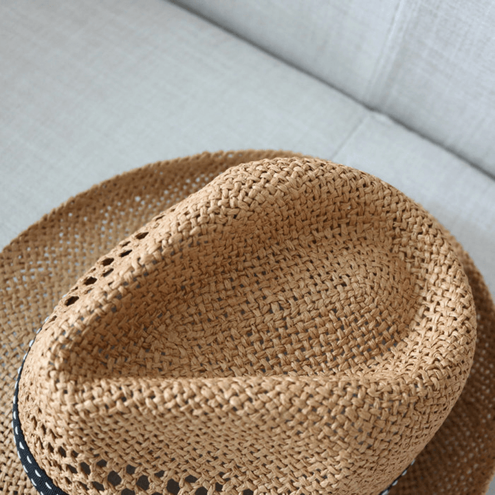 Men Women Summer Straw Knited Sunscreen Hat Outdoor Casual Travel Sea Hat - MRSLM