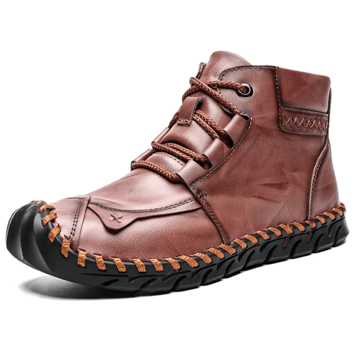 Menico Men Anti-Collision Leather Hand Stitching Slip Resistant Outdoor Ankle Boots - MRSLM