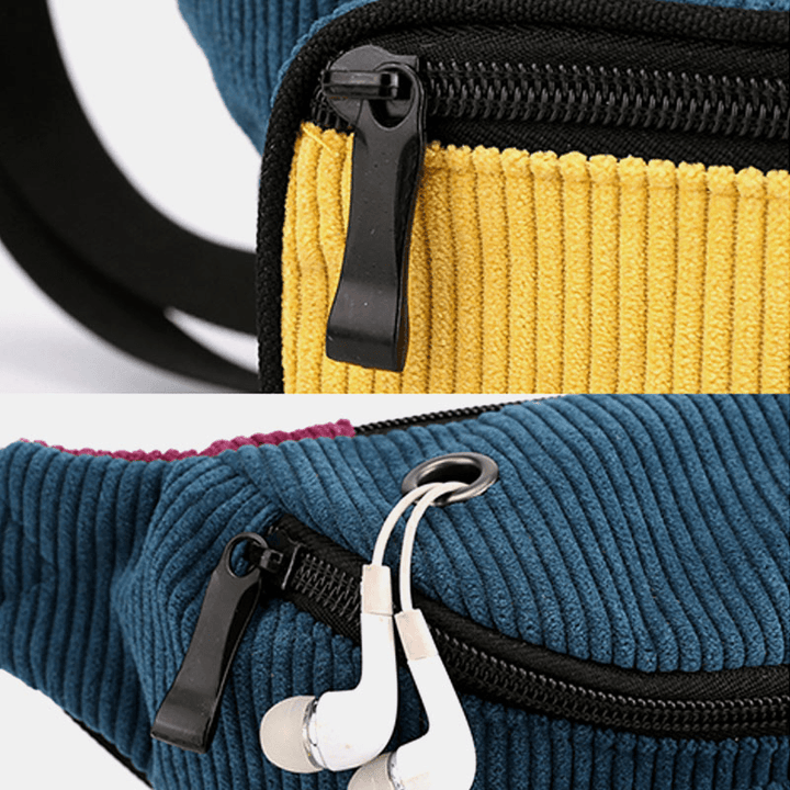 Women Men Fashion Multi-Color Waist Bag Shoulder Bag Chest Bag Crossbody Bag with Headphone Port - MRSLM