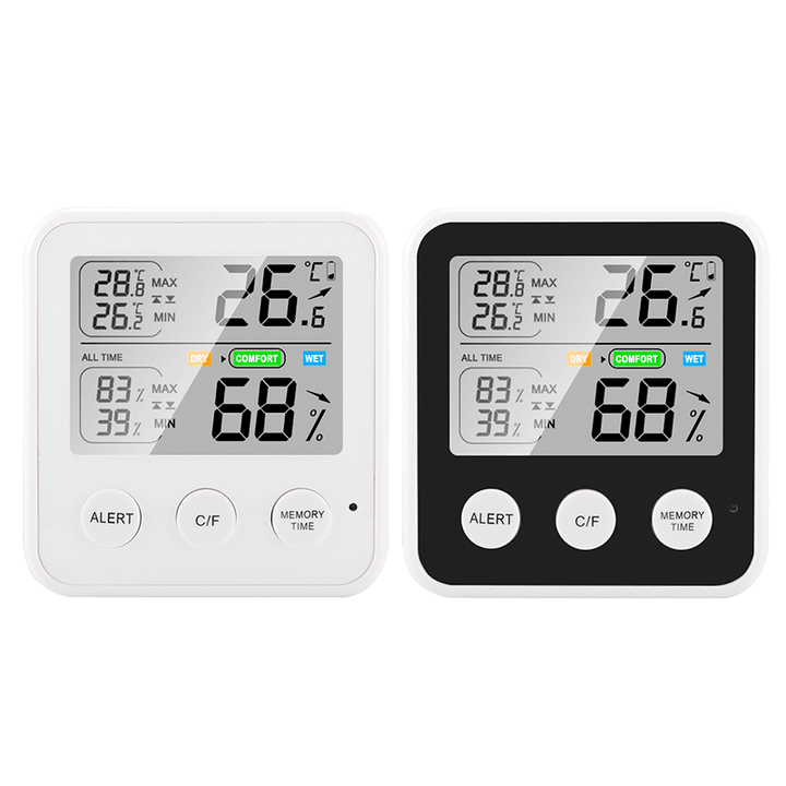 Indoor Temprtature Humidity Meter Real-Time Monitor HD LCD Display Environmentally Friendly ABS Shell 45° Support Frame Thermometer Hygrometer - MRSLM