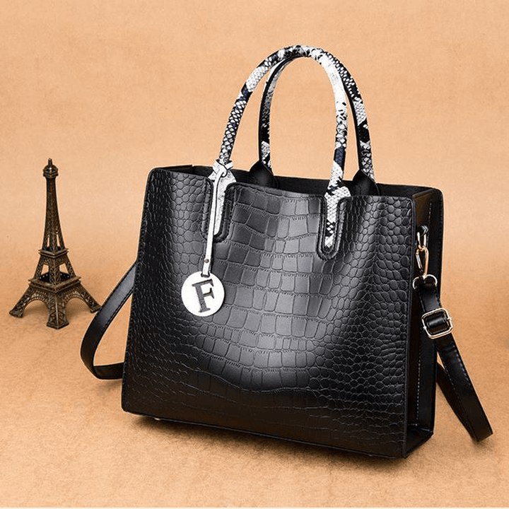 Women Fashion Elengant Large Capacity Handbag Shoulder Bag Crocodile Pattern Toe - MRSLM