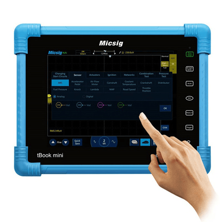 Micsig ATO1102 Digital Tablet Oscilloscope 100Mhz 2CH Handheld Oscilloscope Automotive Scopemeter Oscilloscope - MRSLM