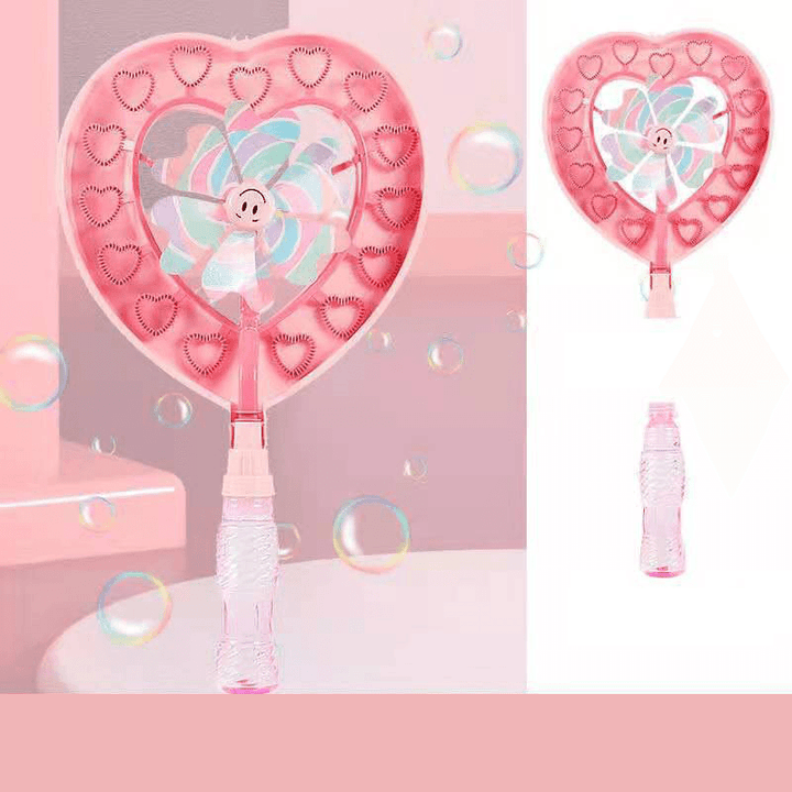 Girly Heart Bubble Wand Five Hole Multi Bubble Heart-Shaped Pinwheel Bubble Wand - MRSLM