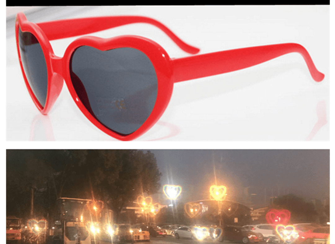 Love Heart Shaped Effects Glasses Watch the Lights Change to Heart Shape at Night Diffraction Glasses Women Fashion Sunglasses - MRSLM