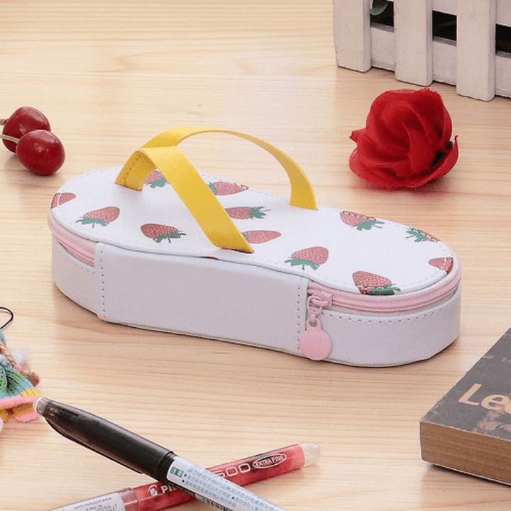 Cute Fruit Flip-Flops Creative Slippers Pencil Bag School Office Stationery Supplies Pencil Case - MRSLM