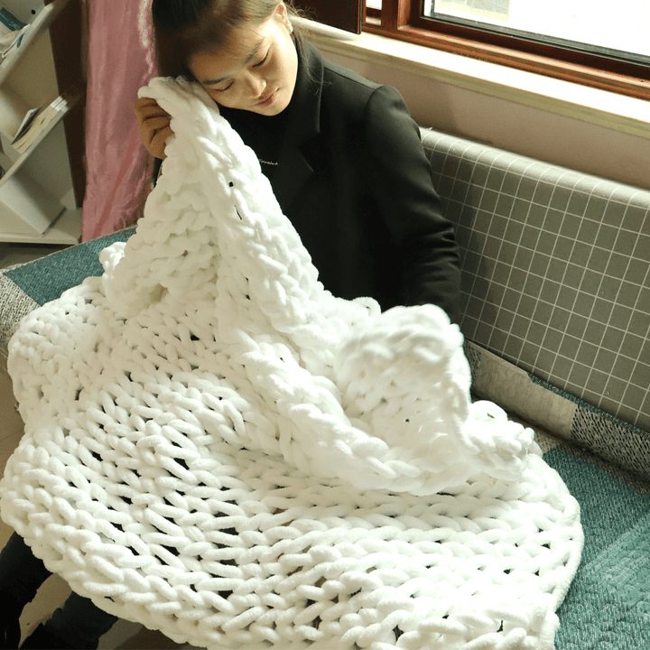 100X120Cm Handmade Knitted Blanket Cotton Soft Washable Lint-Free Throw Blankets - MRSLM