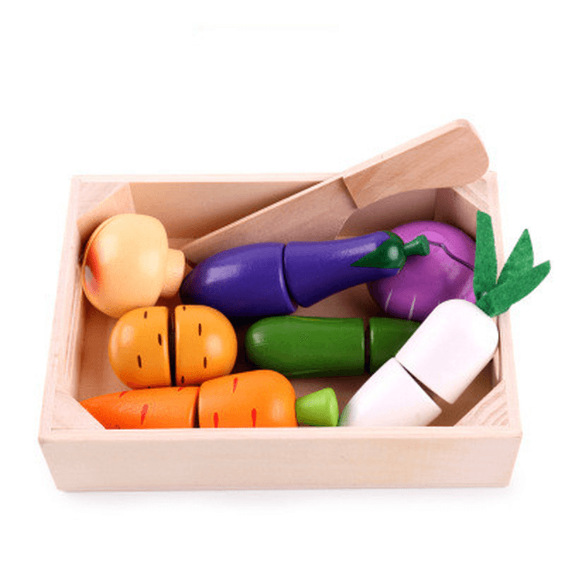 Wooden Children'S Educational Early Education Toys Simulation Fruits Cut to See Vegetables - MRSLM