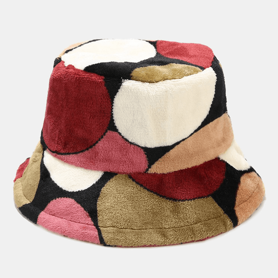 Unisex Geometric Color Block Color-Match Bucket Hat Fashion Outdoor Travel Sunshade Warm Hat - MRSLM