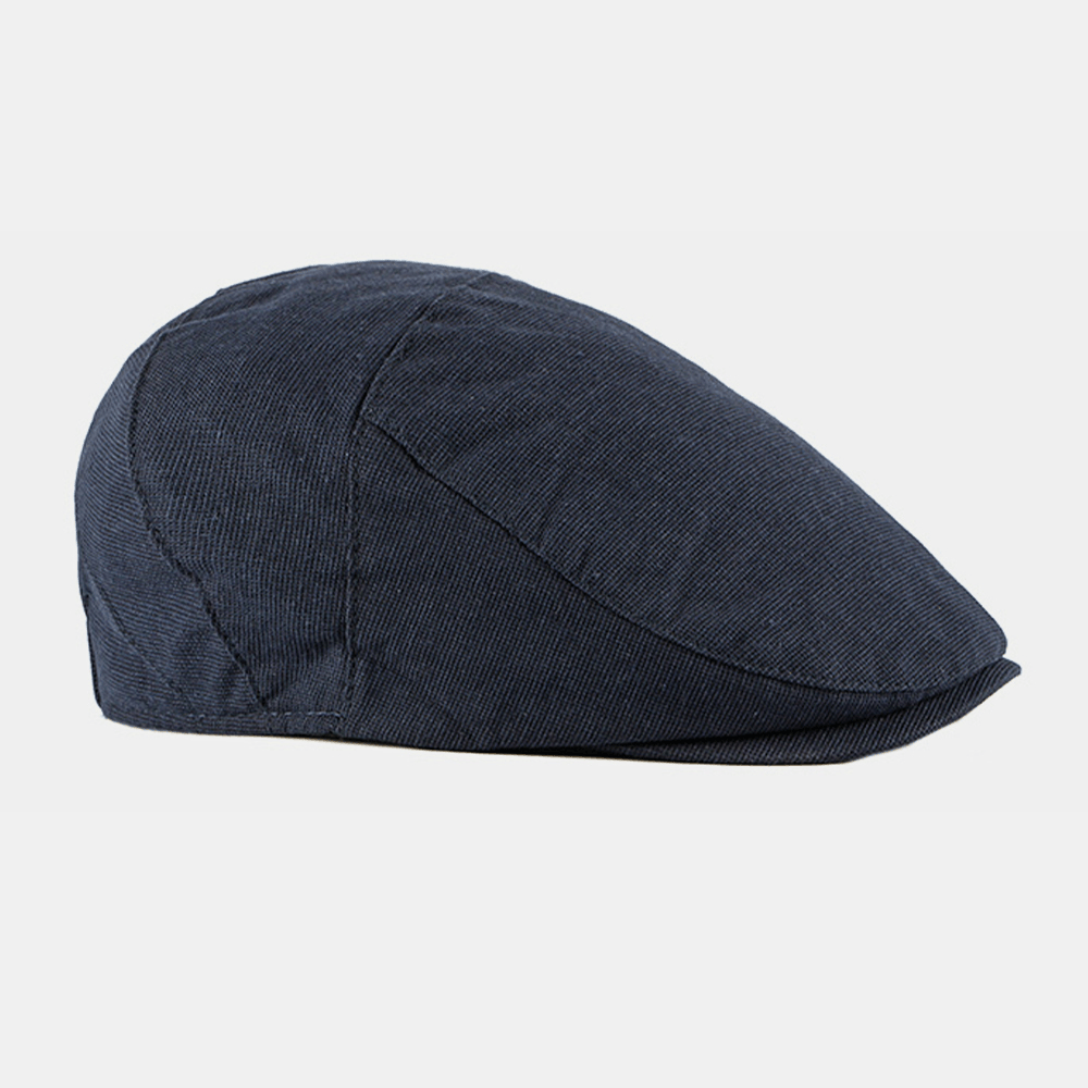 Men Cotton Solid Color British Style Outdoor Casual Breathable All-Match Forward Hat Beret Hat - MRSLM