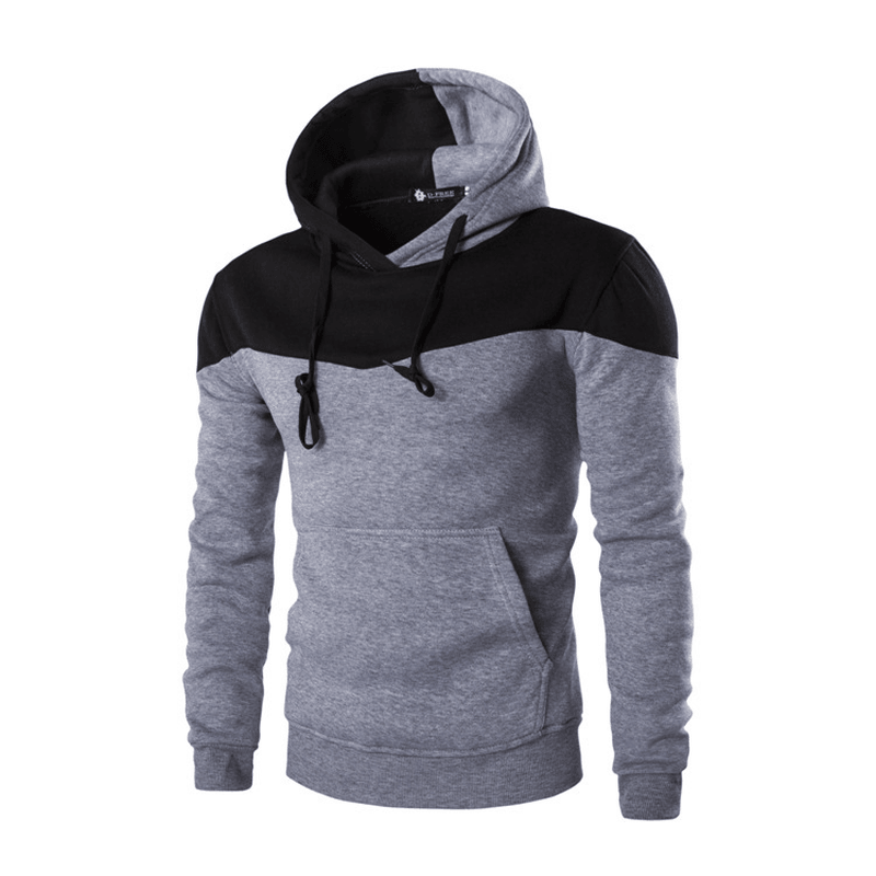 European and American Men'S Loose Color Matching Stitching Hooded Sweater Tether - MRSLM