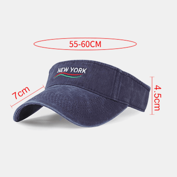 Unisex Washed Solid Color Letter Pattern Embroidery All-Match Sunshade Empty Top Hat Baseball Cap - MRSLM