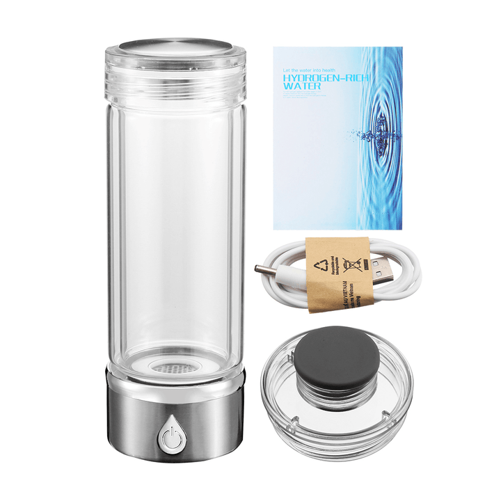 Ipree® 420Ml Water Bottle Health Glass 1500PPB SPE Membrane Quantum Hydrogen-Rich USB Water Cup - MRSLM