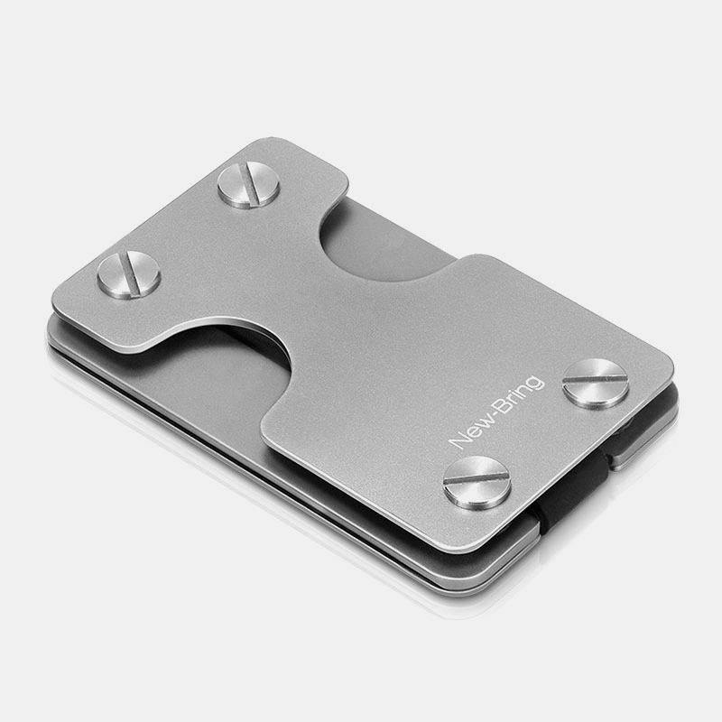 Men One-Piece EDC RFID Aluminum Multifunction Tool Keychain Card Case Wallet Money Clip - MRSLM