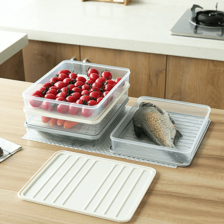 Plastic Transparent Single-Layer Sealed Box Food Refrigerator Storage Rack with Locking Lids - MRSLM