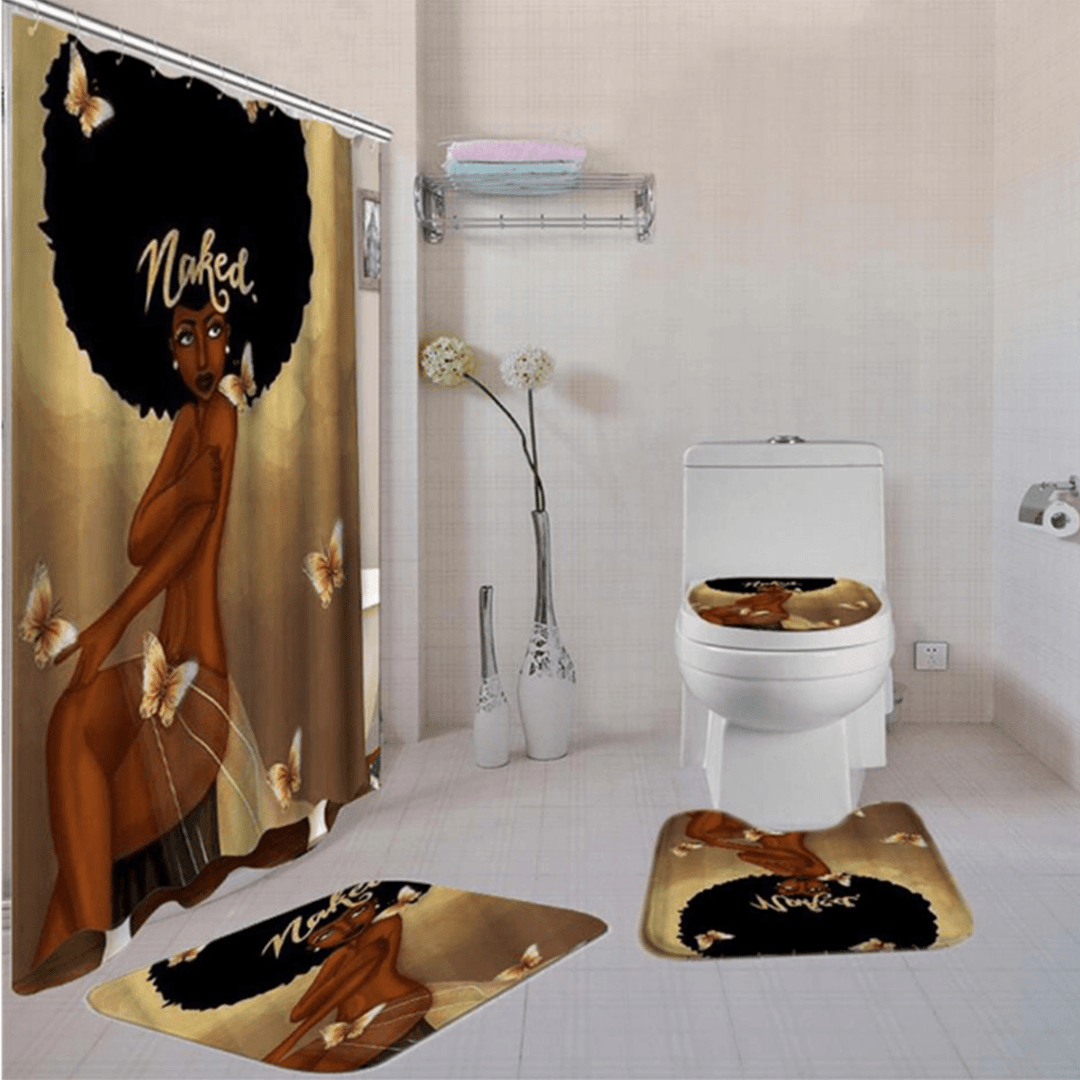 African American Women with Crownafrican American Women with Crown Shower Curtain Afro Africa Girl Queen Princess Bath Curtains with Rugs Toilet Seat Cover Set Shower Curtain Afro Africa Girl Queen Princess Bath Curtains with Rugs Toilet Seat Cover Set - MRSLM