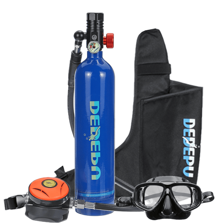 DEDEPU Scuba Diving Set 1L Diving Tank with Snorkelling Glasses+Storage Bag Underwater Mini Scuba Tank Accessories - MRSLM