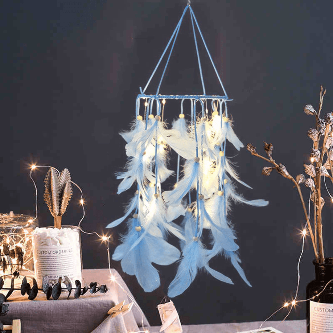 Lighting Dream Catcher LED Light Hanging Crafts Wind Chimes Girl Bedroom Romantic Hanging Decoration Gift - MRSLM