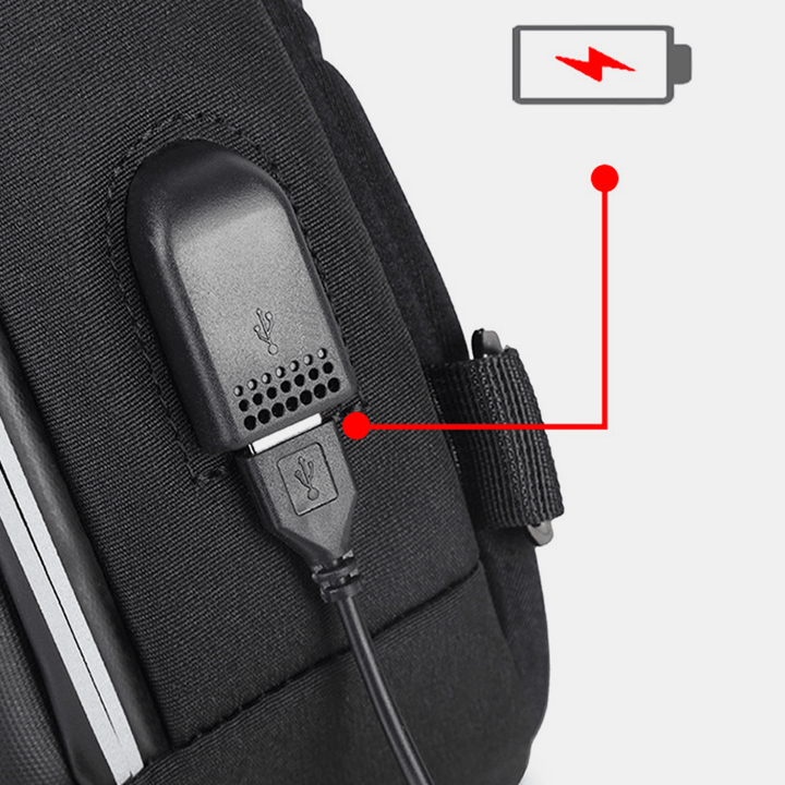 Men Large Capacity USB Charging Multi-Layers Waterproof Crossbody Bag Chest Bag Sling Bag - MRSLM