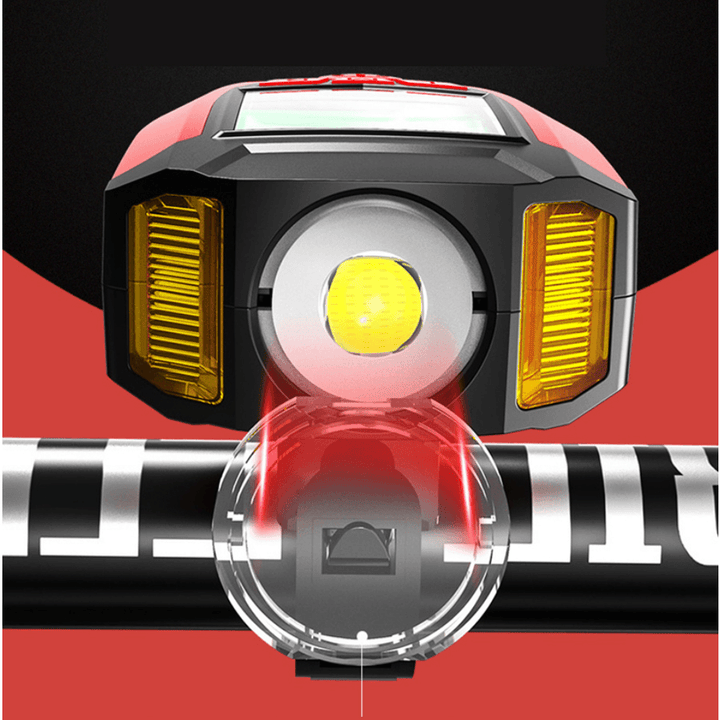 BIKIGHT 3-In-1 350LM COB Bike Light + USB Horn Lamp + Speed Meter LCD Screen 5-Modes Waterproof Bicycle Headlight with Horn - MRSLM
