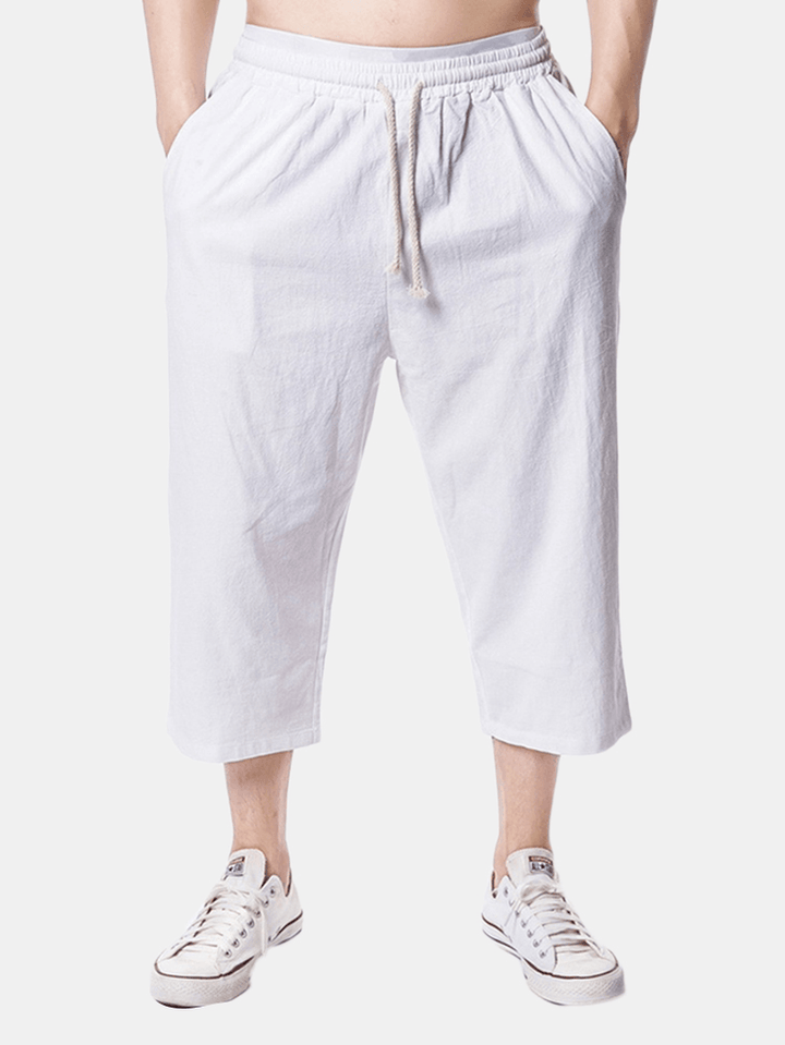 Beach Casual Baggy Linen Calf-Length Pants - MRSLM