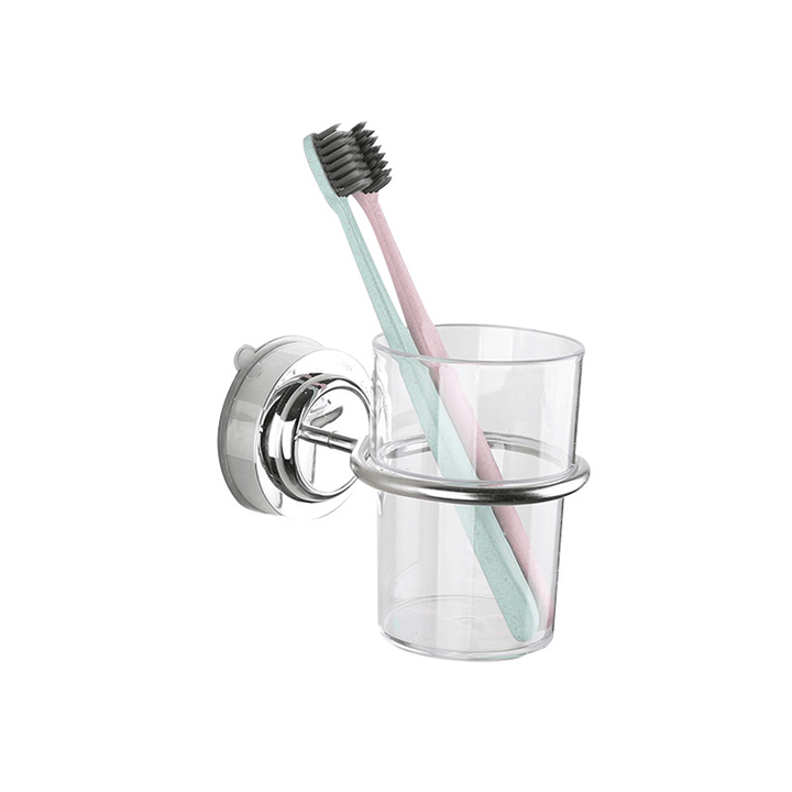 304 Stainless Steel Suction Cup Toothbrush Tumbler Holder Bathroom Cup Holder - MRSLM