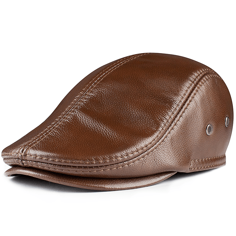 Top Layer Cowhide Hat Men'S Leather Winter - MRSLM