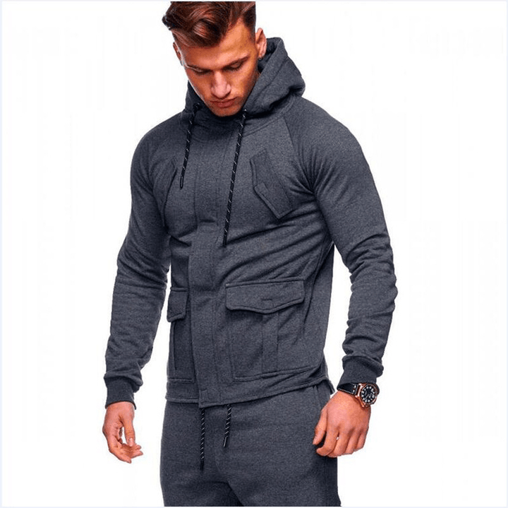 New Concealed Access Control Zipper Men'S Hooded Casual Sports Suit - MRSLM